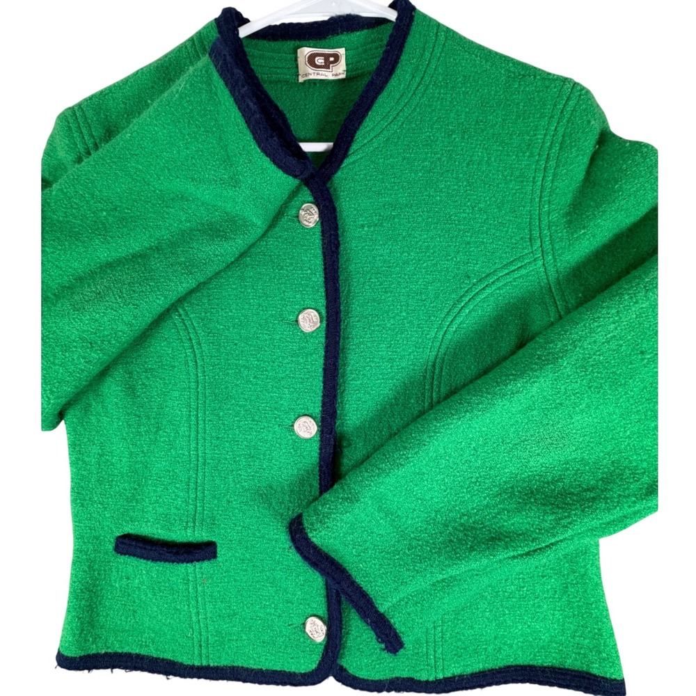 Central Park Vintage Green 100% Pure Wool Jacket Silver